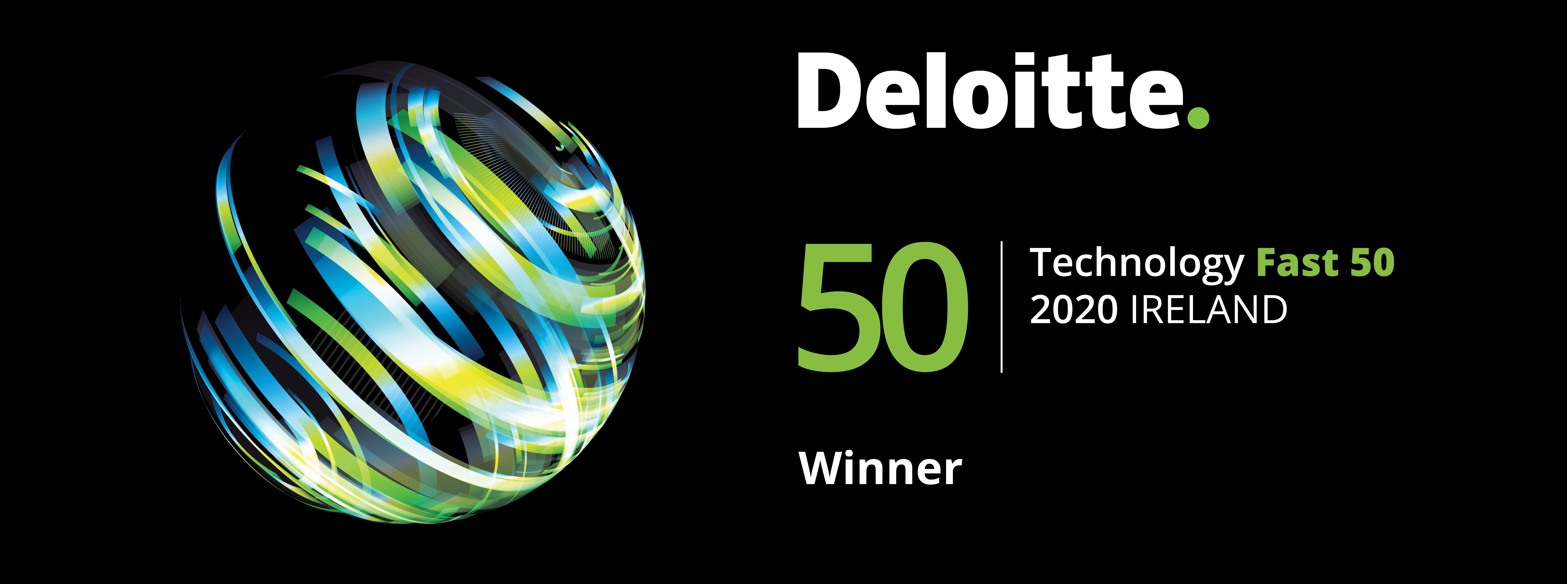 The words Deloitte Technology fast 50 2019 ranked company next to a blue and yellow stylized globe.