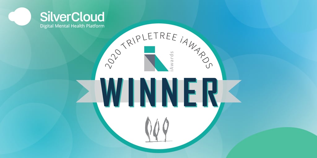 An award badge that says 2020 Triple Tree I Awards Winner, next to the words SilverCloud digital mental health platform.