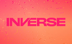 The word Inverse on a red and orange abstract background.
