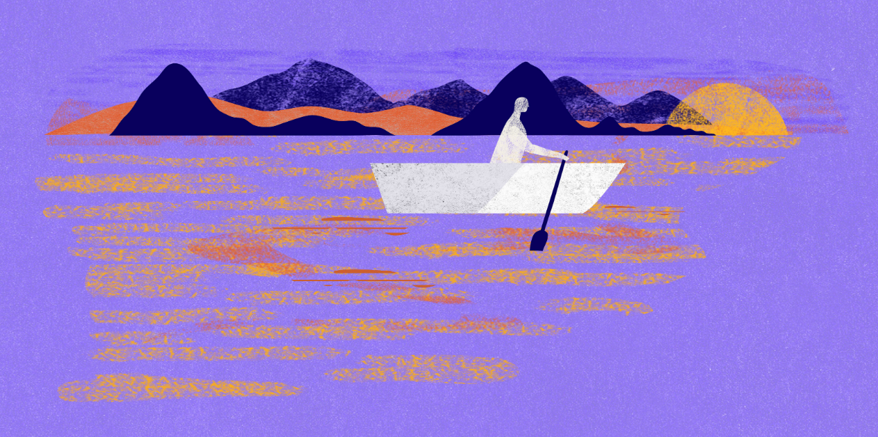 purple boat illustration